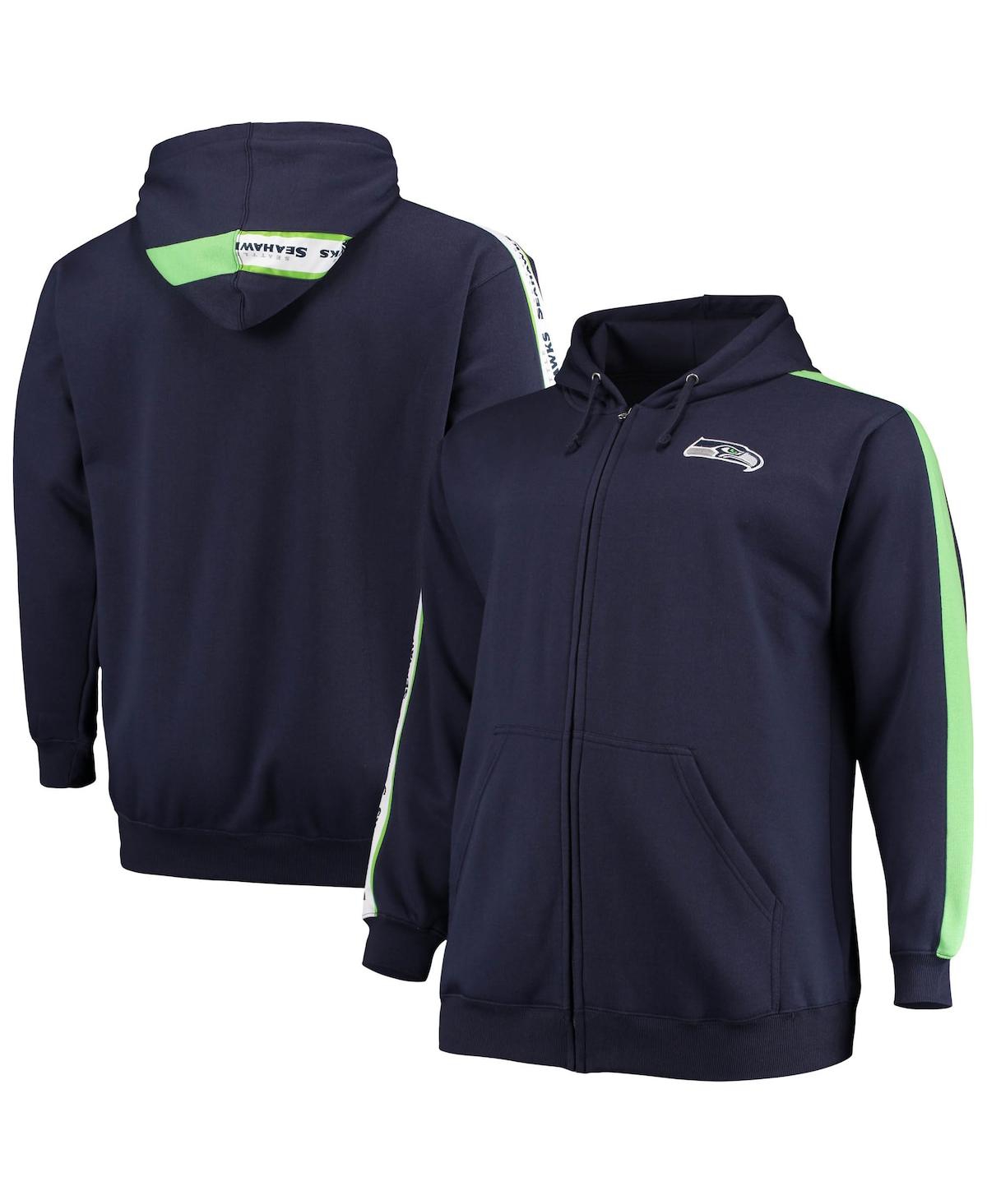 Men's Fanatics Branded College Navy Seattle Seahawks Big & Tall Full-Zip Hoodie