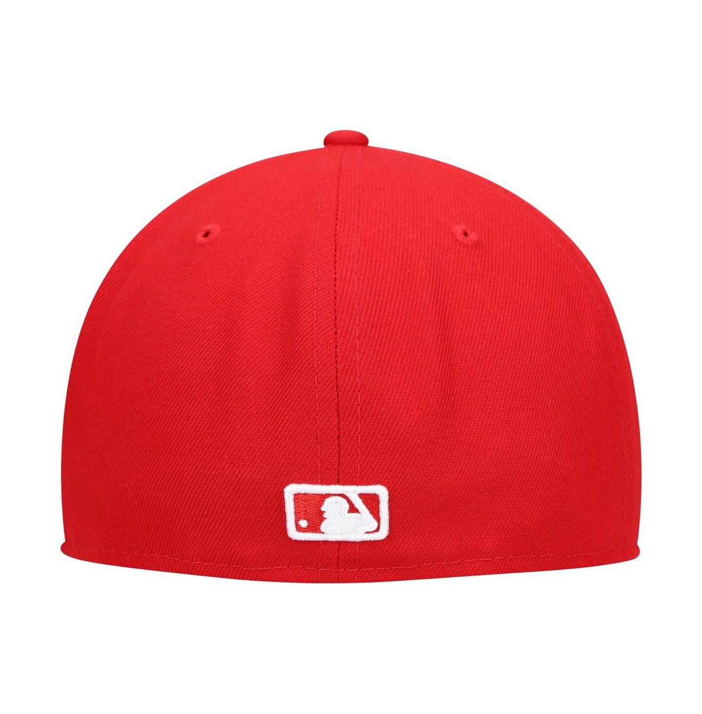 Мужская кепка New Era Red Milwaukee Brewers Logo White 59FIFTY Fitted Hat — фото 3