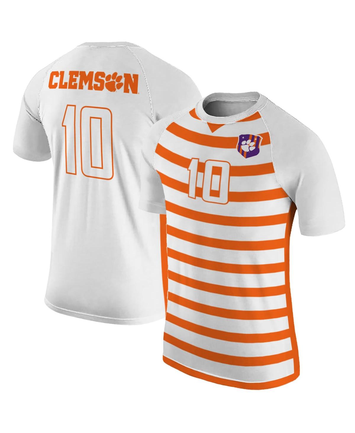 Men's Number 10 White Clemson Tigers Soccer Jersey - White