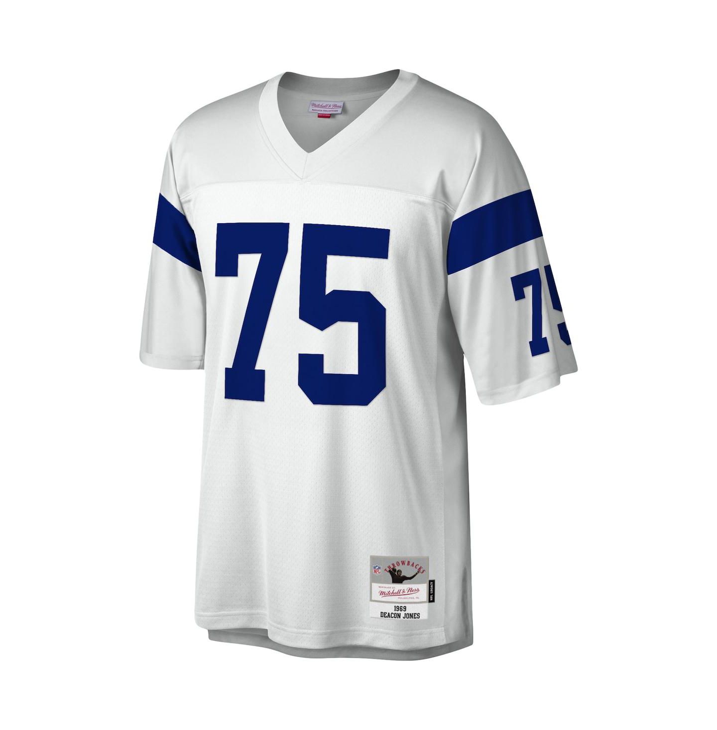 Мужской топ Mitchell & Ness Deacon Jones White Los Angeles Rams Legacy Replica Jersey — фото 3