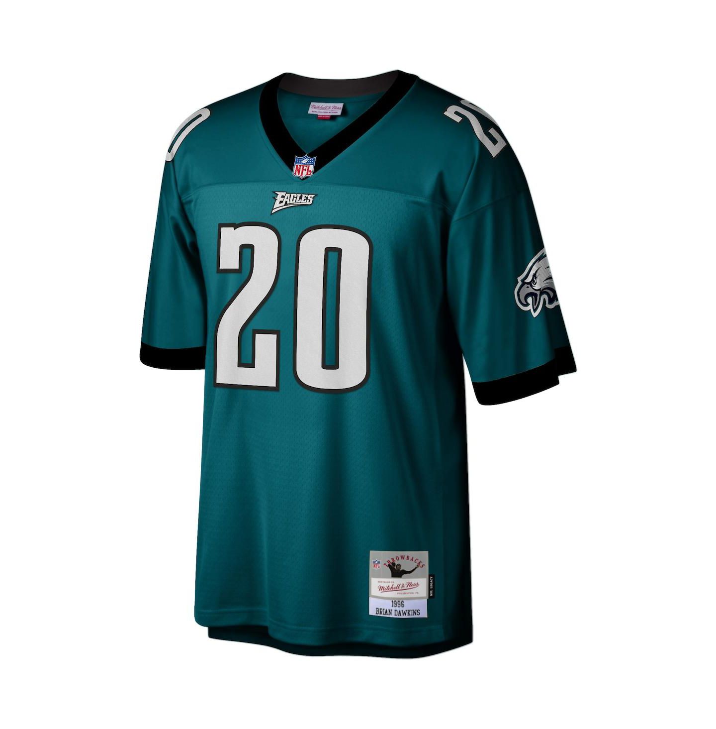 Мужской топ Mitchell & Ness Brian Dawkins Midnight Green Philadelphia Eagles 1996 Legacy Replica Jersey — фото 3