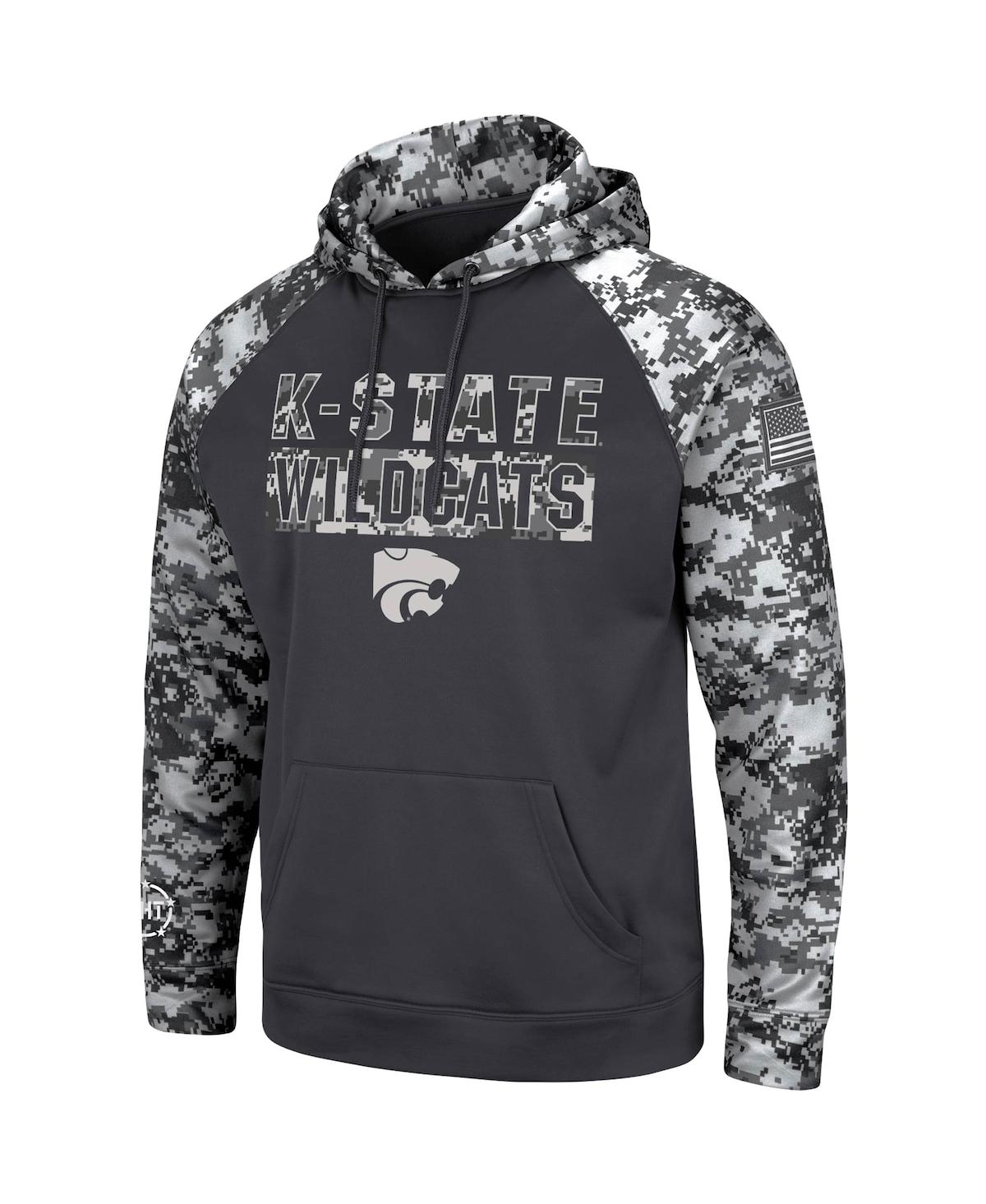 Colosseum Charcoal Kansas State Wildcats Oht Military Appreciation Digital Camo Pullover Hoodie In Charcoal
