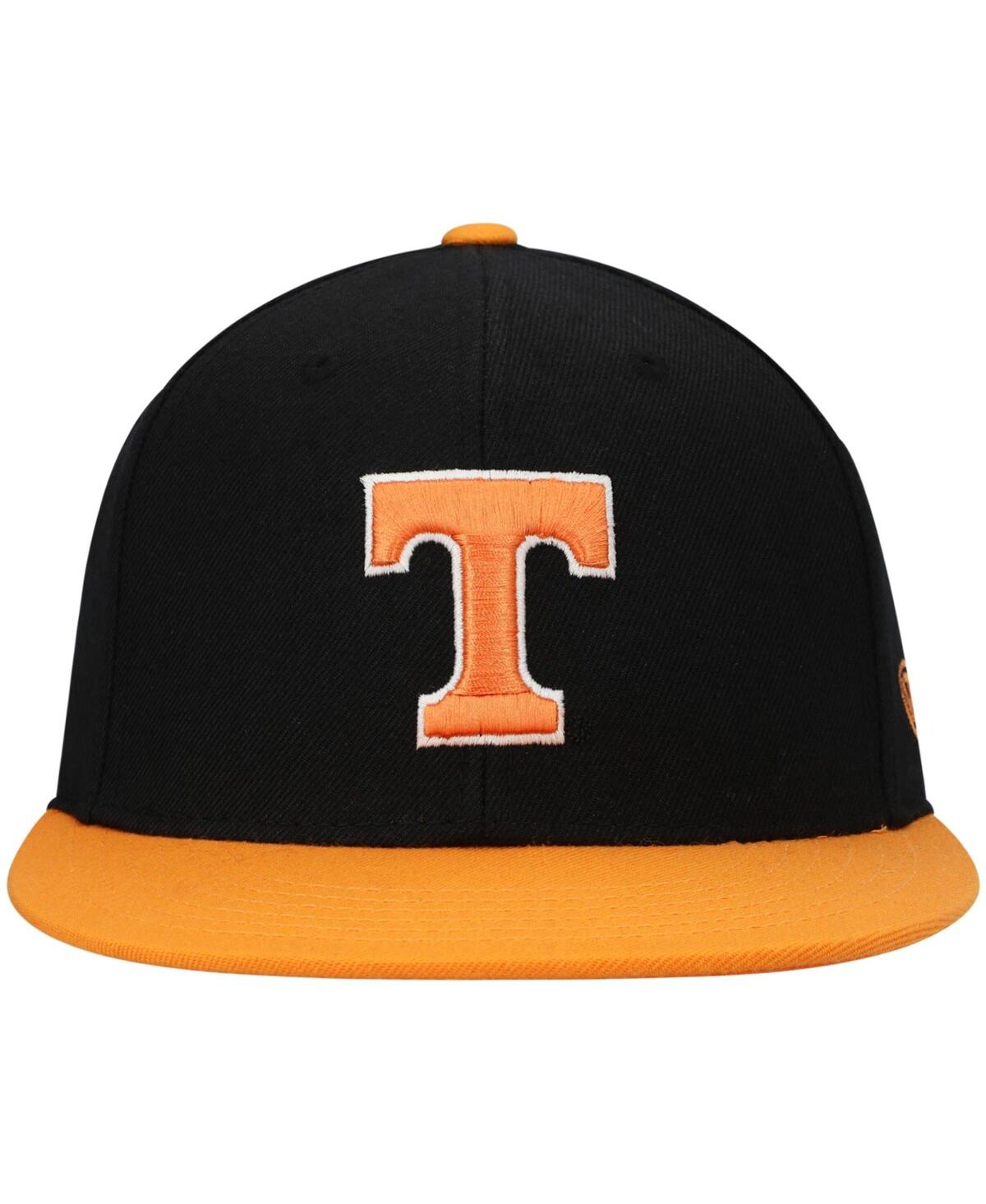 Top Of The World Men's Black And Tennessee Orange Tennessee Volunteers Team Color Two-tone Fitted Hat