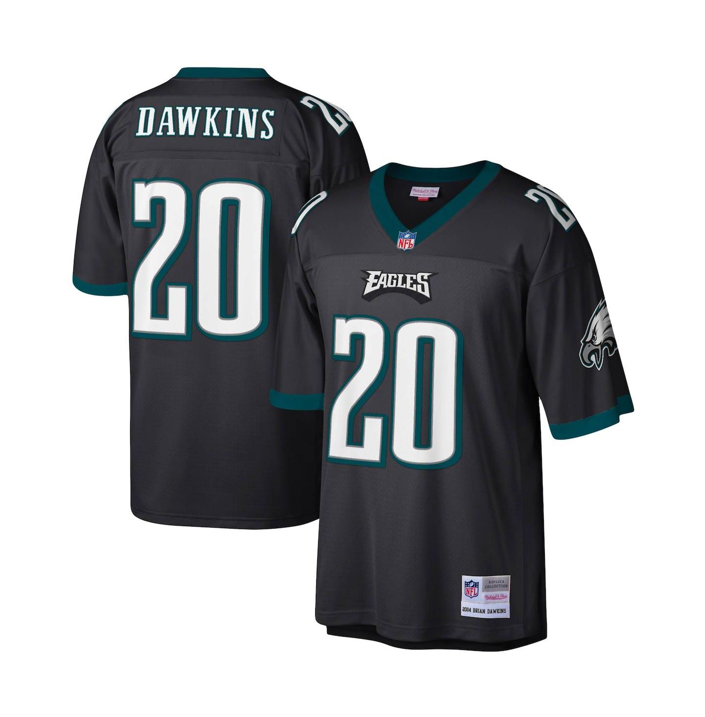 Мужской топ Mitchell & Ness Brian Dawkins Black Philadelphia Eagles Legacy Replica Jersey — фото 4