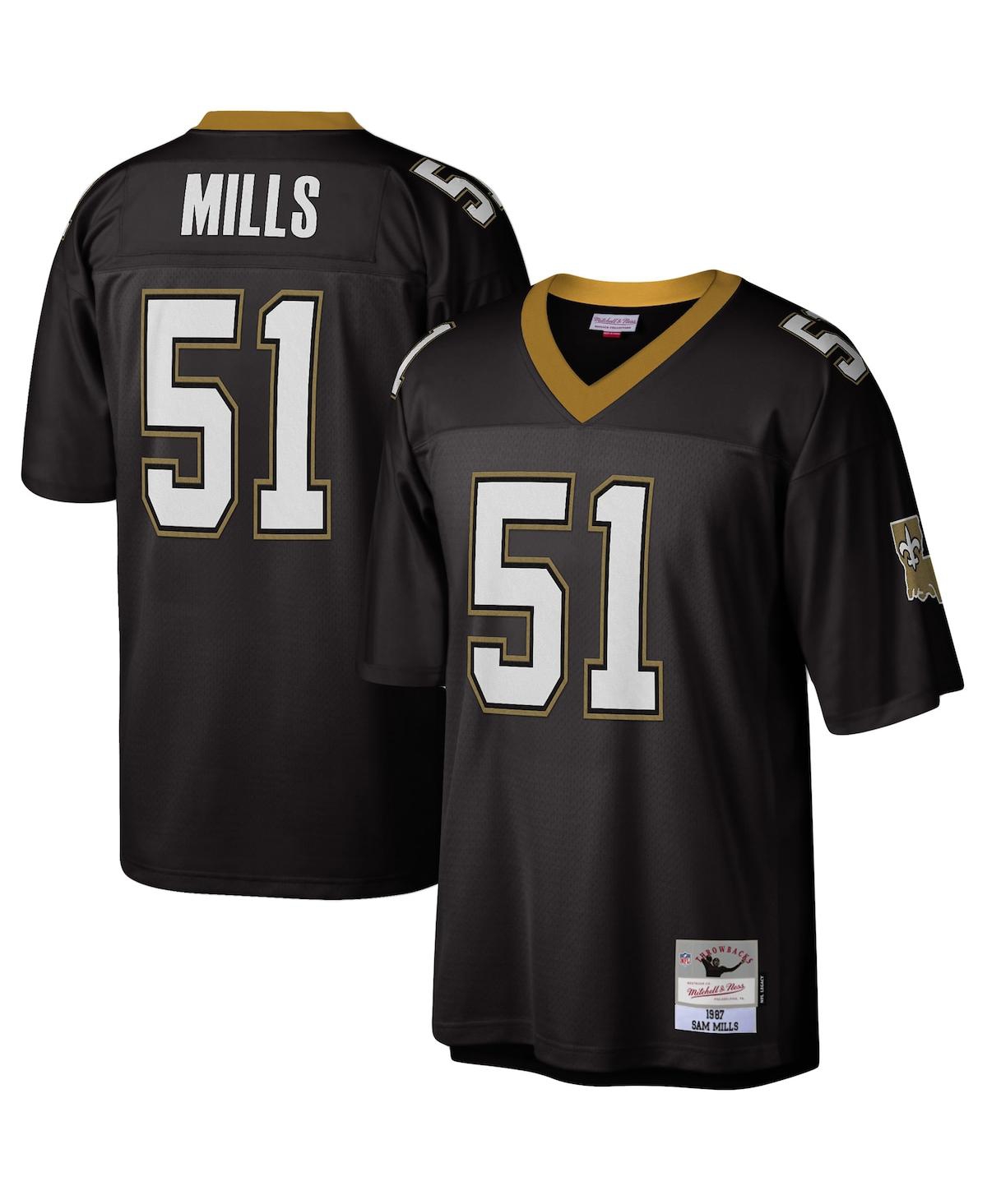 Men's Sam MillsNew Orleans Saints 1987 Legacy Replica Jersey - Black