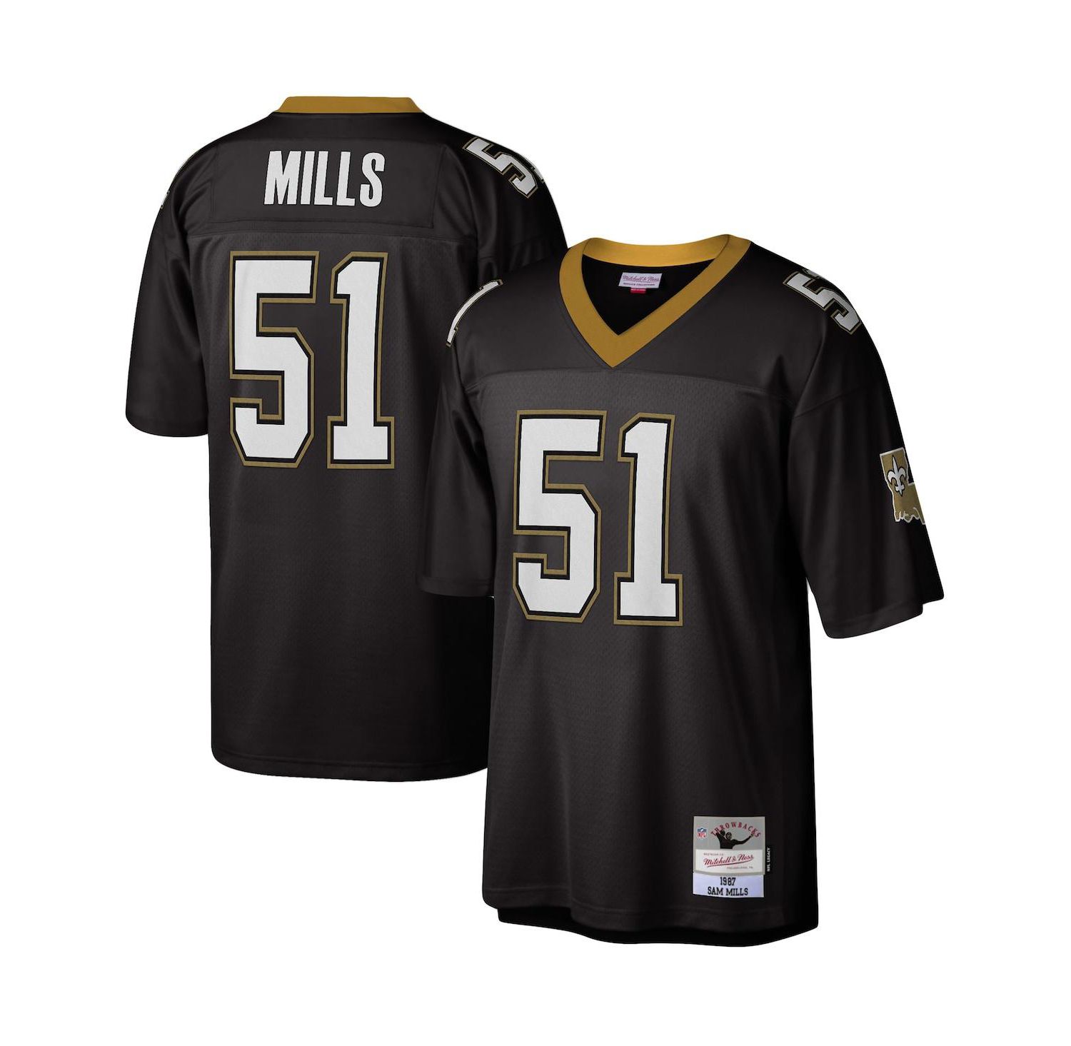 Men's Sam Mills Black New Orleans Saints 1987 Legacy Replica Jersey