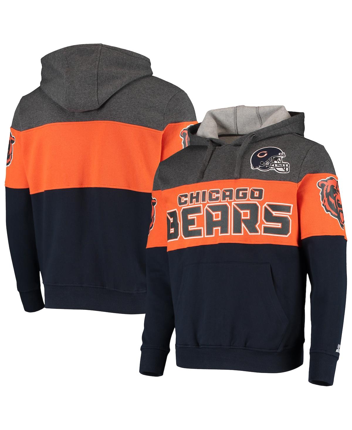 Starter Men's Heathered Gray, Orange Chicago Bears Extreme Fireballer Pullover Hoodie In Heathered Gray,orange