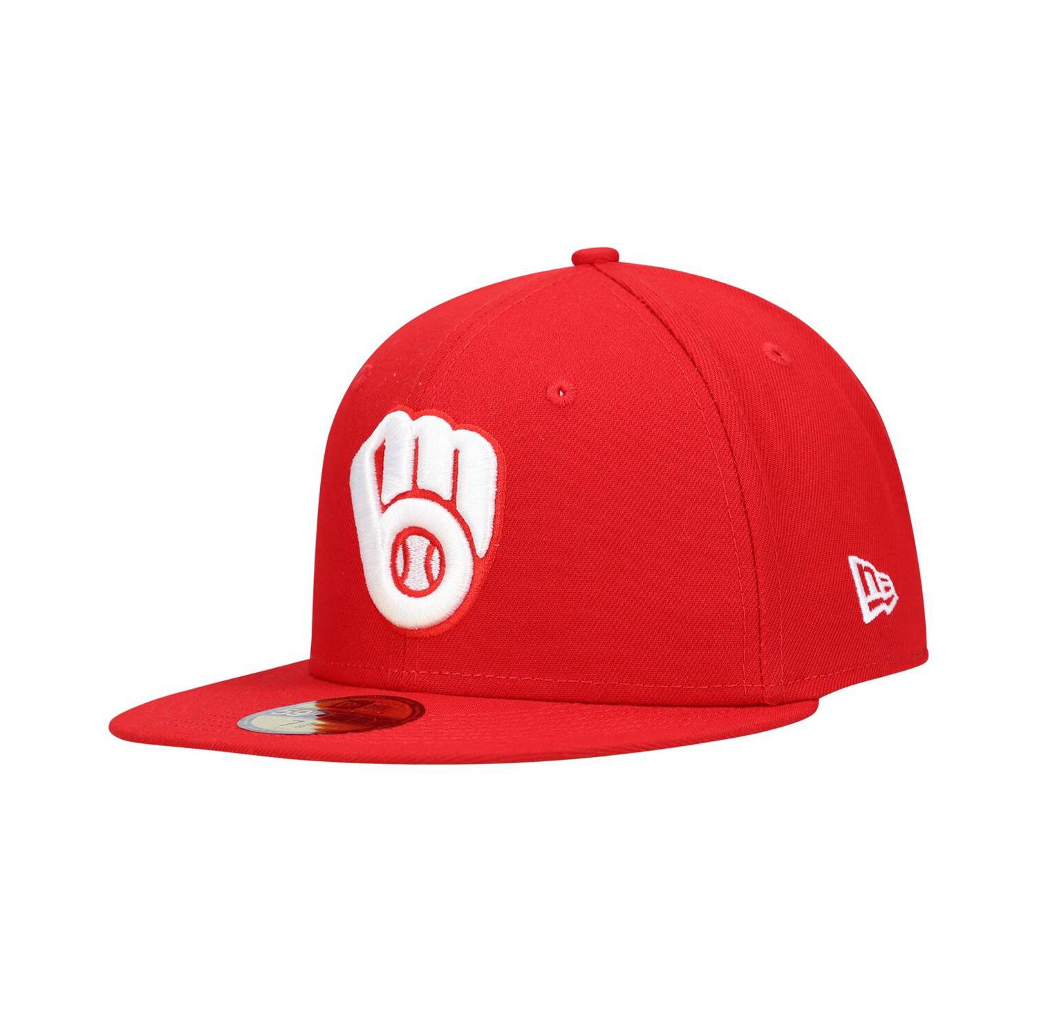 Men's Red Milwaukee Brewers Logo White 59FIFTY Fitted Hat