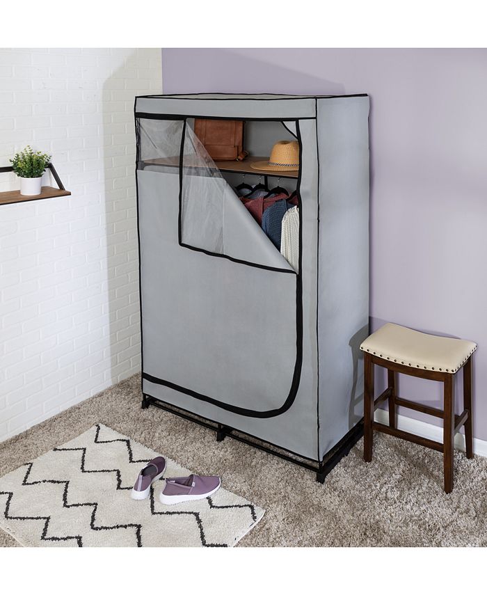 Honey Can Do Portable 46" Wide Wardrobe Closet with Cover & Shelf Macy's