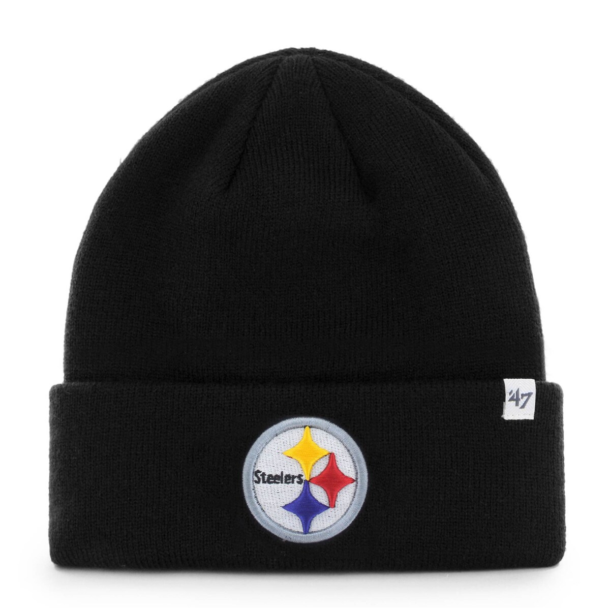 '47 Men's Black Pittsburgh Steelers Primary Basic Cuffed Knit Hat - Black