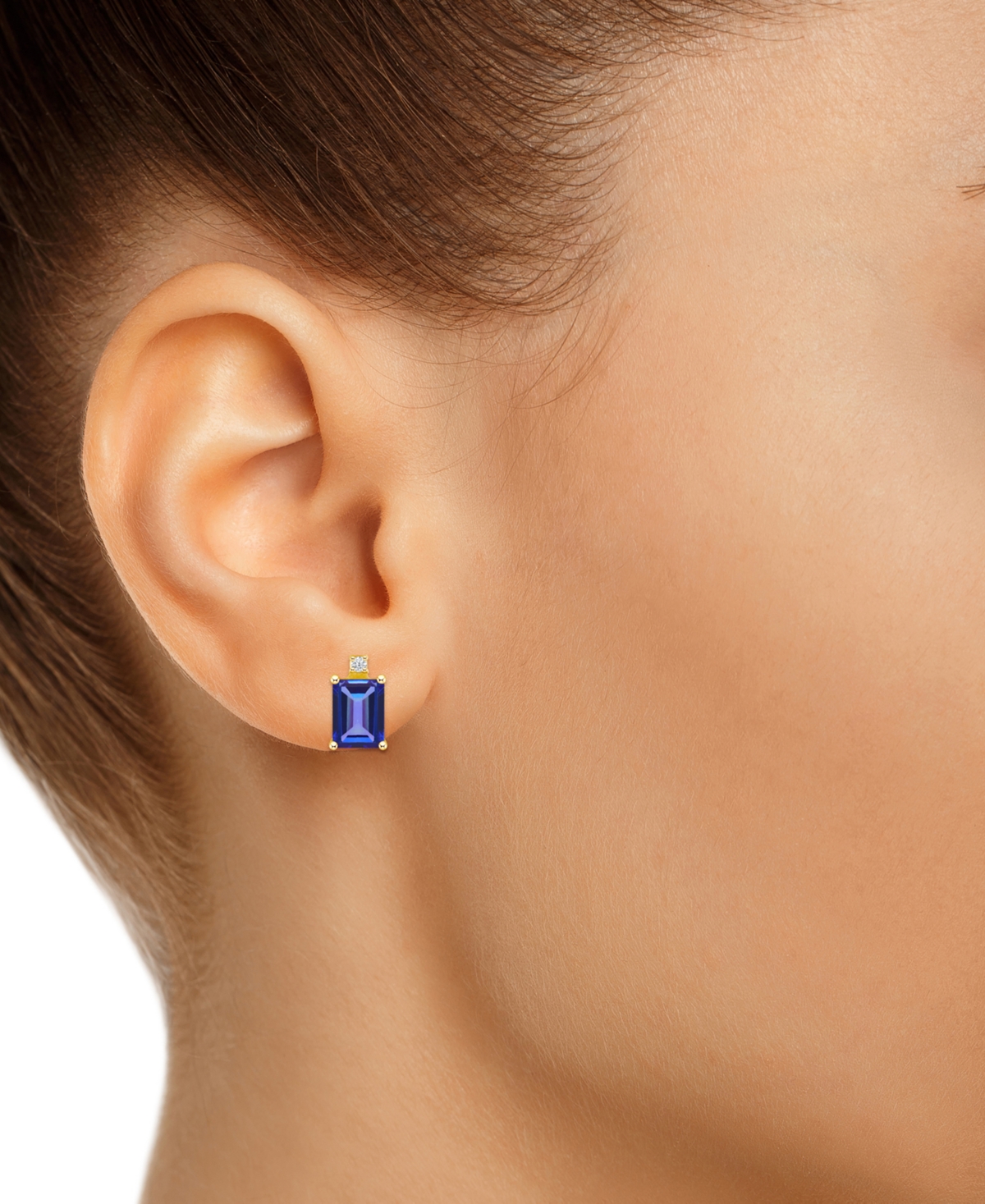 Ruby (1-3/8 ct. t.w.) & Diamond Accent Stud Earrings in 14k Gold (Also in Emerald, & Sapphire) - Tanzanite