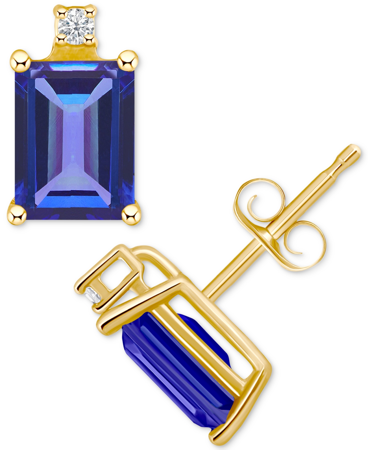 Ruby (1-3/8 ct. t.w.) & Diamond Accent Stud Earrings in 14k Gold (Also in Emerald, & Sapphire) - Tanzanite