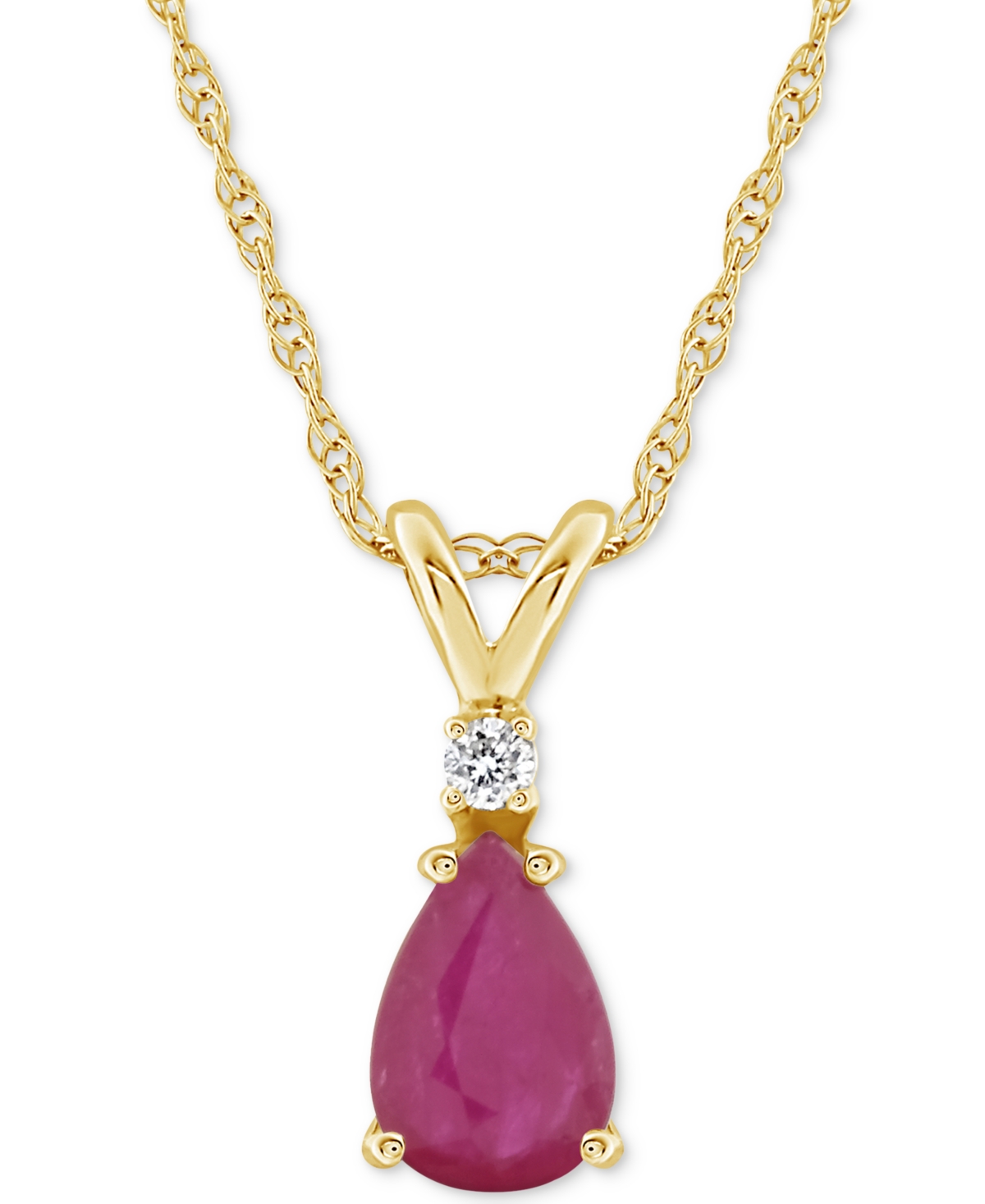 Macy's Sapphire (1/2 Ct. T.w.) & Diamond Accent 18" Pendant Necklace In 14k Gold (also In Ruby & Emerald) In Red