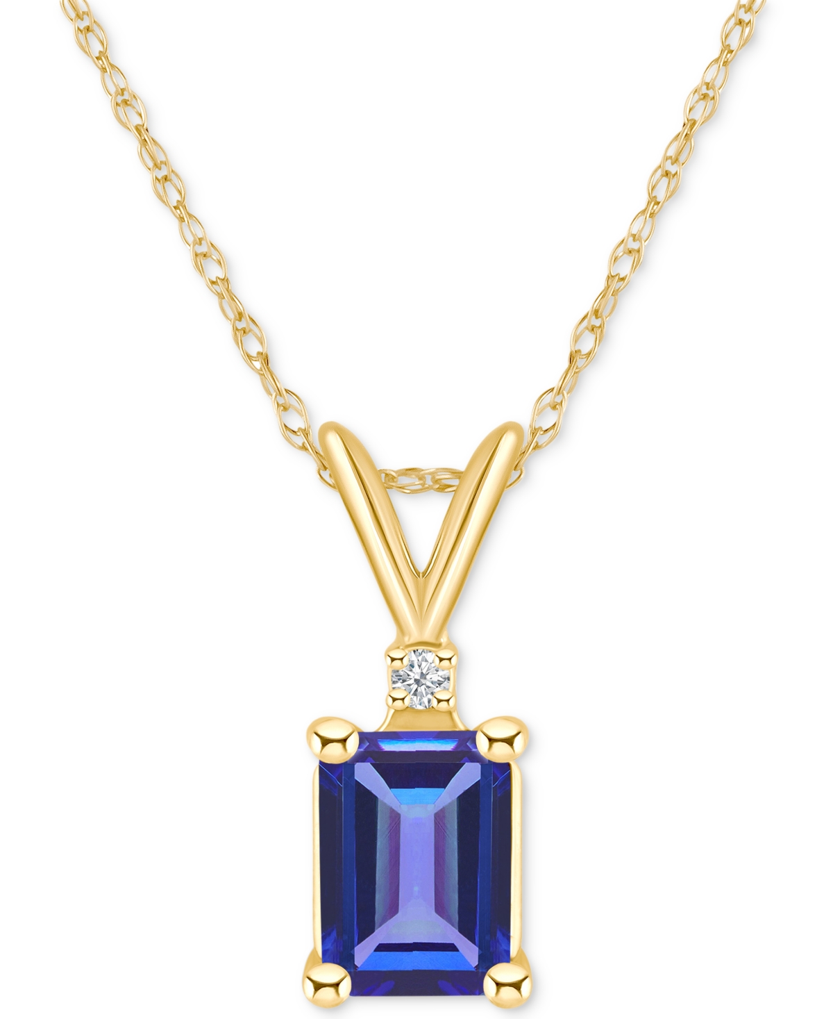(1 ct. t.w.) & Diamond Accent Pendant Necklace in 14k Gold or 14k White Gold - Tanzanite/Yellow Gold