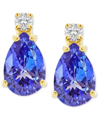 Sapphire (1 ct. t.w.) & Diamond Accent Stud Earrings in 14k Gold (Also in Emerald, Ruby, & Tanzanite)