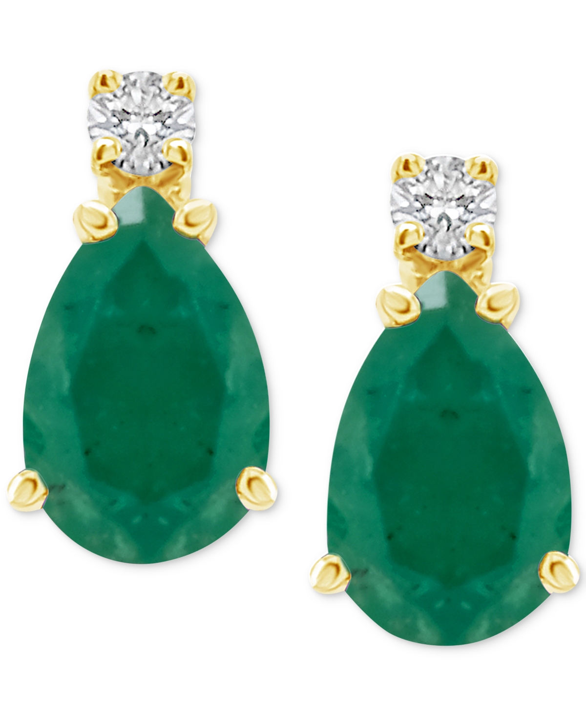 Macy's Sapphire (1 Ct. T.w.) & Diamond Accent Stud Earrings In 14k Gold (also In Emerald, Ruby, & Tanzanite In Green
