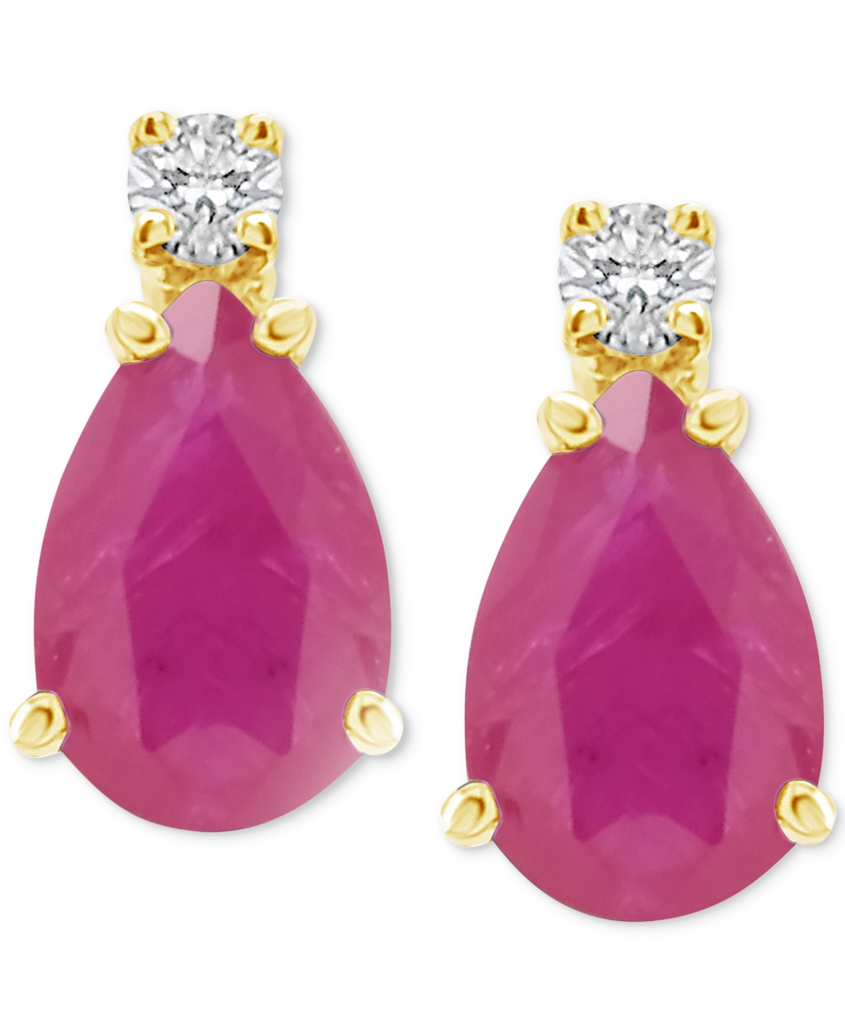 Macy's Tanzanite (3/4 Ct. T.w.) & Diamond Accent Stud Earrings In 14k Gold (also In Emerald, Ruby, & Sapphi In Red