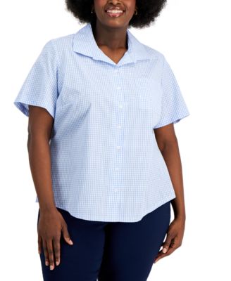 Karen Scott Plus Size Gingham Shirt 