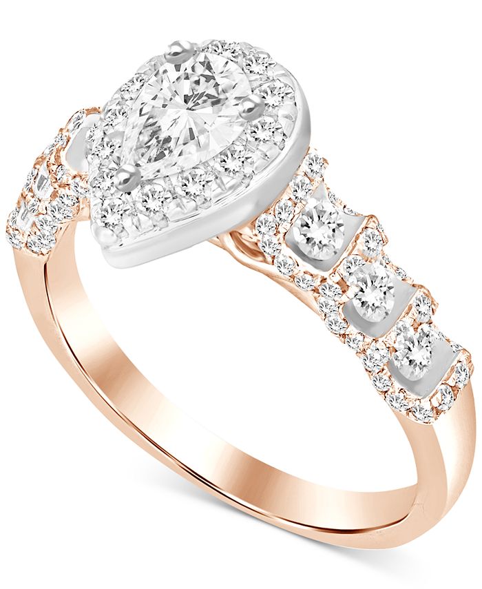 Macy's - Diamond Pear-Cut Halo Engagement Ring (1 ct. t.w.) in 14k Rose Gold