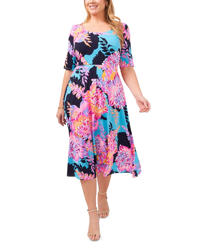 Msk Plus Size Printed Midi Dress Macys 1442