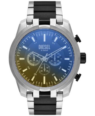 Diesel - Men's Chronograph Split Black Leather & Stainless Steel Bracelet Watch 51mm