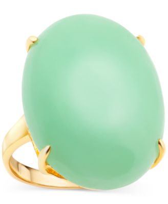 Macy's - Dyed Green Jade Cabochon Ring in 14k Gold-Plated Sterling Silver