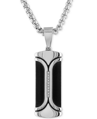 Diamond Accent Dog Tag 22" Pendant Necklace, Created for Macy's