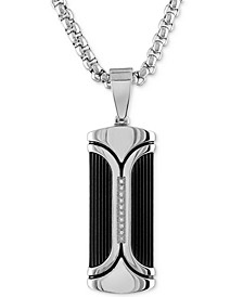 Diamond Accent Dog Tag 22" Pendant Necklace, Created for Macy's