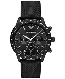 Men's Chronograph Black Fabric Strap Watch 43mm