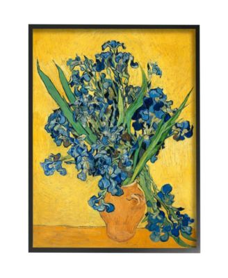 Van Gogh Irises Post Impressionist Painting Black Framed Giclee Texturized Art, 11" x 14"
