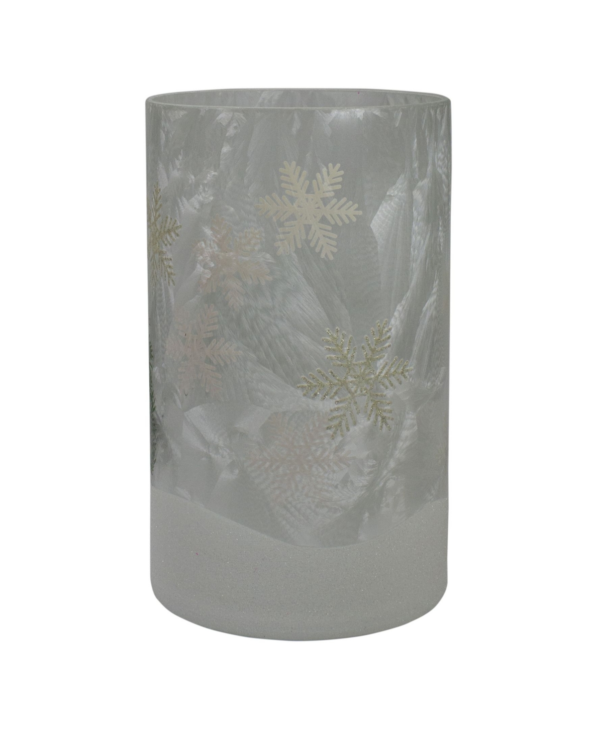 Deer Pine and Snowflakes Hand Painted Flameless Glass Christmas Candle Holder