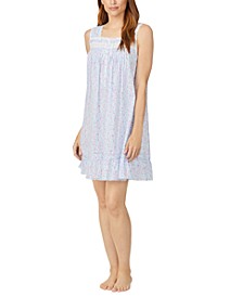 Sleeveless Cotton Floral Short Nightgown 