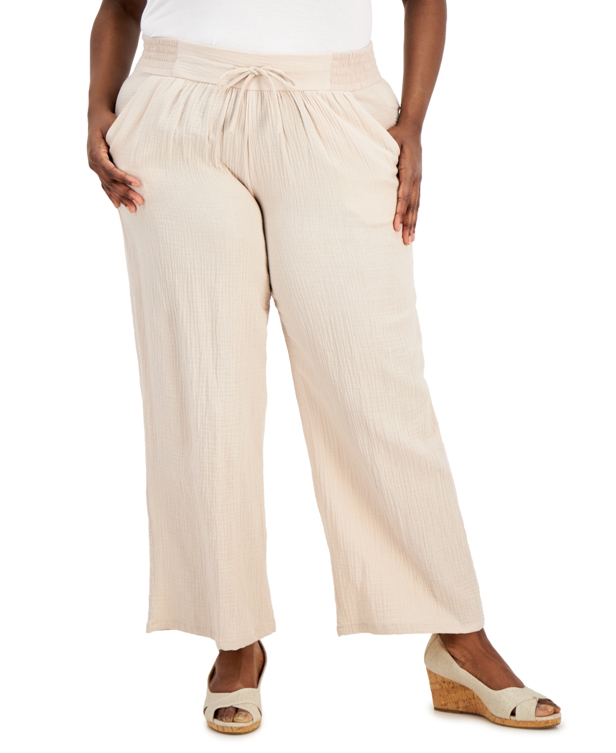 Jm Collection Plus Size Gauze Drawstring Pants Created for Macy s Smart Closet