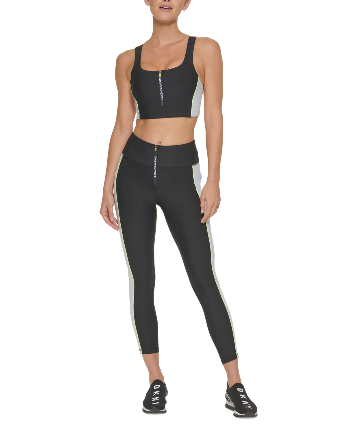 Dkny Sport Women S Colorblocked Zip Front 7 8 Leggings In Halogen Modesens