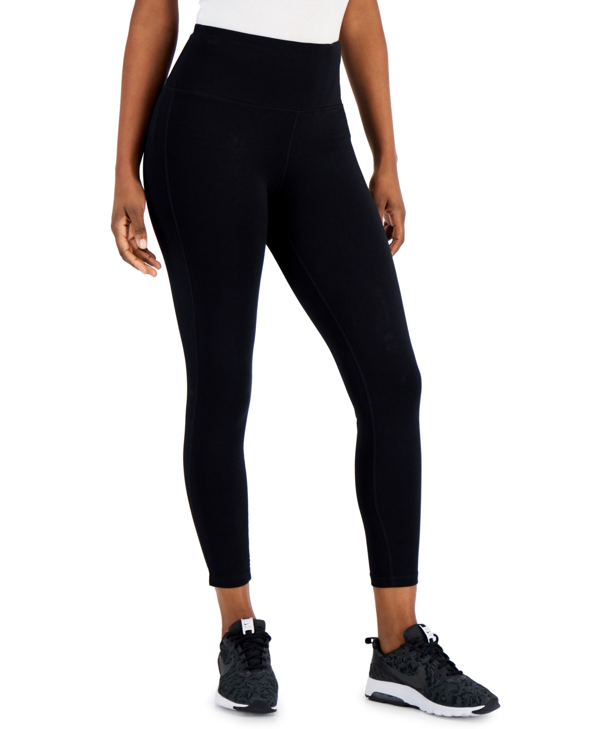 Id Ideology Women's Compression High-waist Side-pocket 7/8 Length Leggings, Created For Macy's In Deep Black