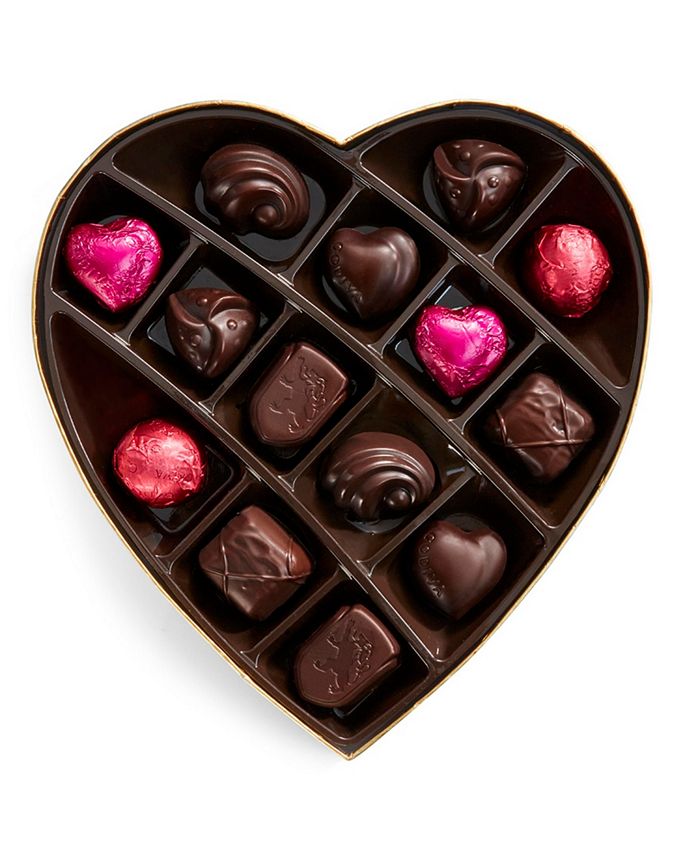 Godiva Valentine's Day Heart Assorted Dark Chocolate Gift Box, 14 ...