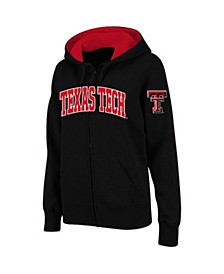 Women's Stadium Athletic Black Texas Tech Red Raiders Arched Name Full-Zip Hoodie