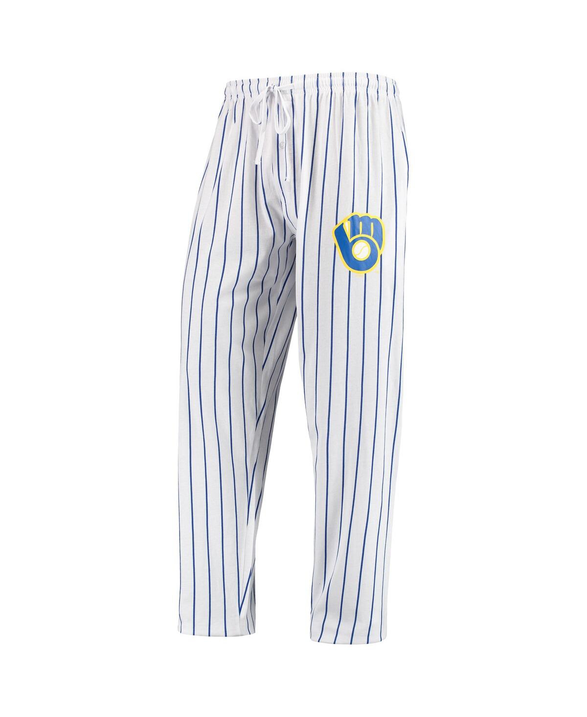 Shop Concepts Sport Men's White, Navy Milwaukee Brewers Vigor Lounge Pant In White,navy