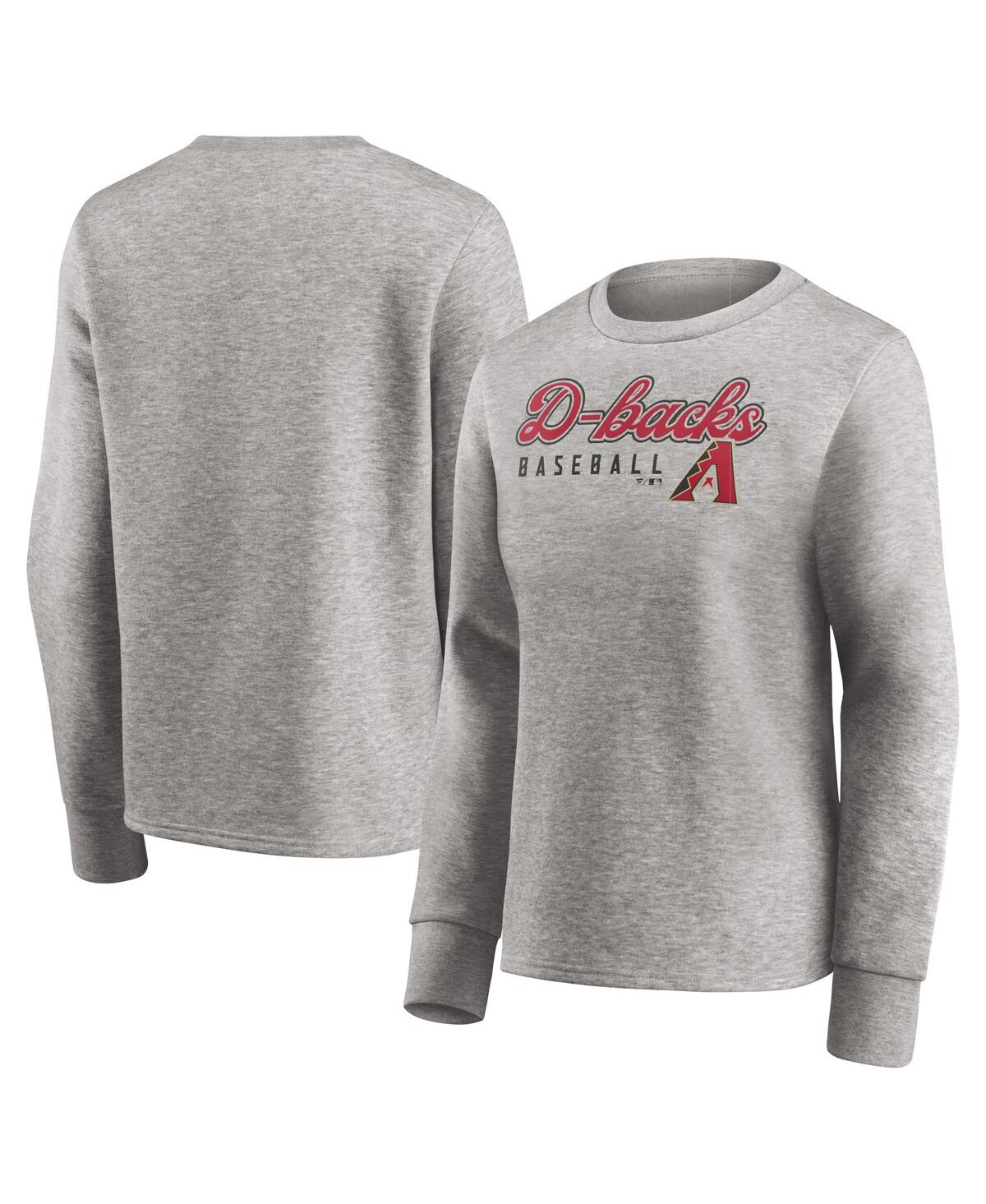 Women's Heathered Gray Arizona Diamondbacks Crew Pullover Sweater - Heathered Gray