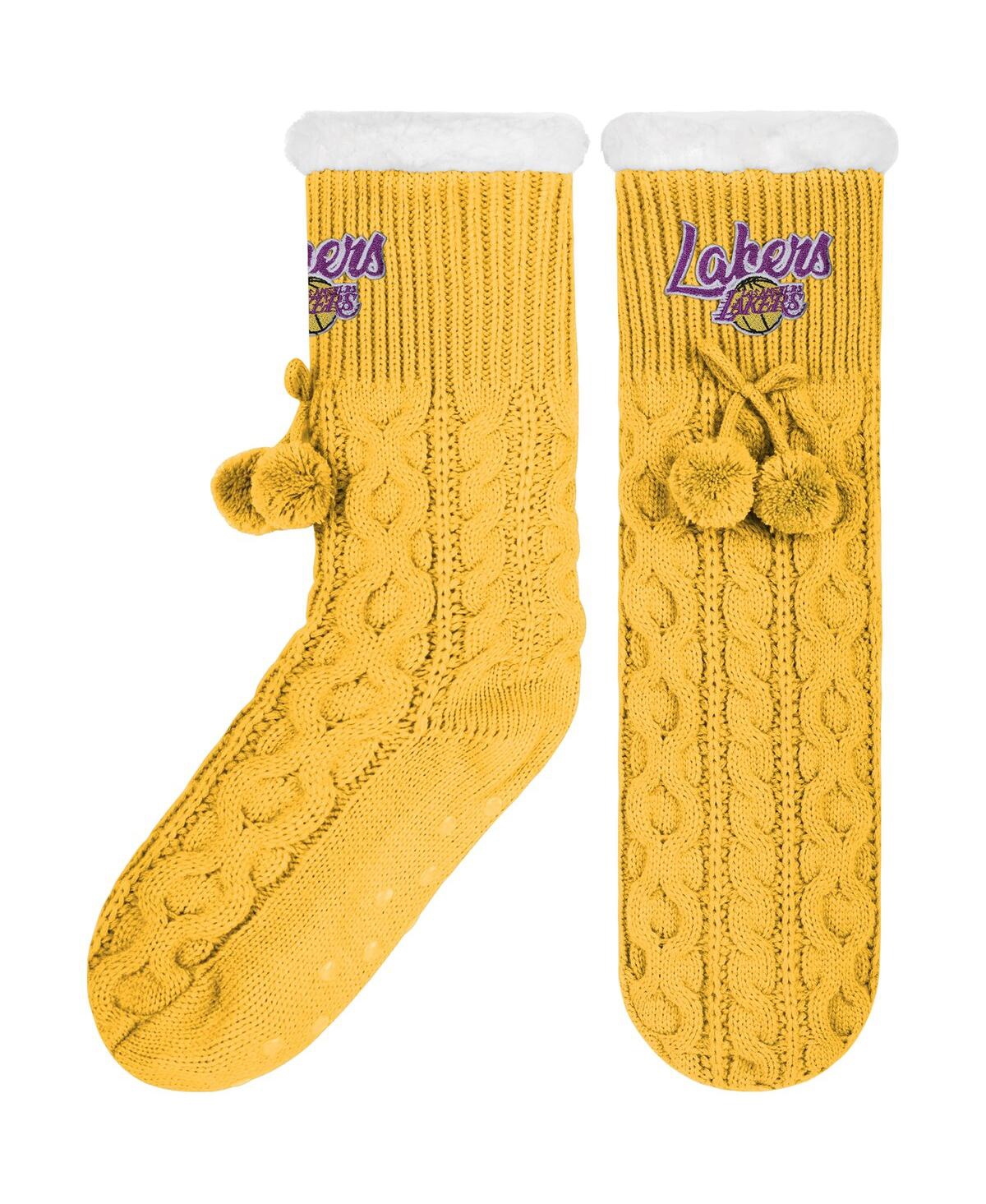 Women's Los Angeles Lakers Cable Knit Footy Slipper Socks - Gold