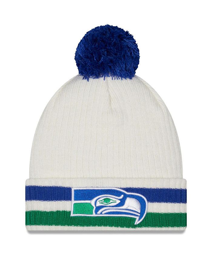 New Era Men's White Seattle Seahawks Retro Cuffed Knit Hat with