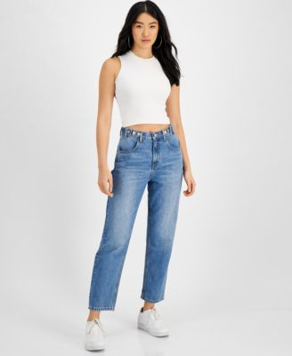 OAT - High-Rise Slouch-Fit Button-Tab Jeans