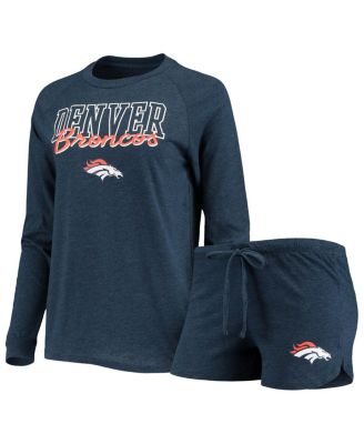 Women's Navy Denver Broncos Meter Knit Long Sleeve Raglan Top and ...