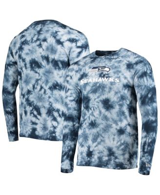 Women's New Era College Navy Seattle Seahawks Tie Dye Fleece Full-Zip Hoodie