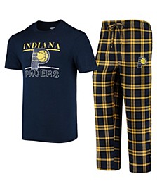 Men's Navy, Gold Indiana Pacers Lodge T-shirt and Pants Set