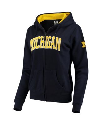 Women's Stadium Athletic Navy Michigan Wolverines Arched Name Full-Zip Hoodie