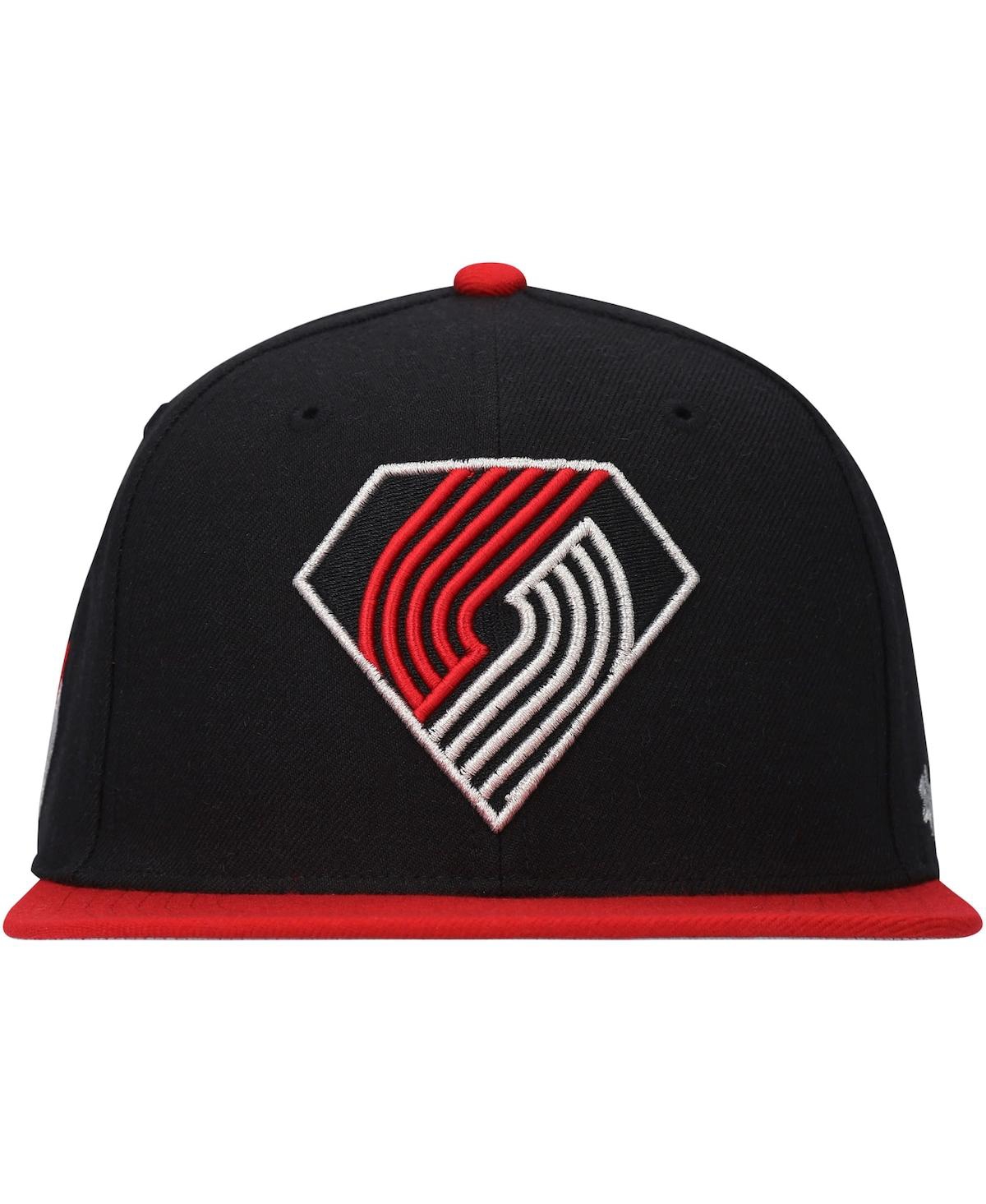 Shop 47 Brand Men's Black And Red Portland Trail Blazers 75th Anniversary Carat Captain Snapback Hat In Black,red