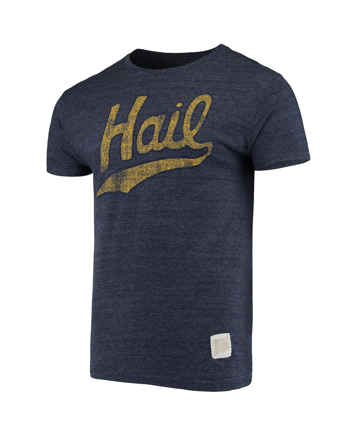Shop Retro Brand Men's Heathered Navy Michigan Wolverines Vintage-like Hail Tri-blend T-shirt