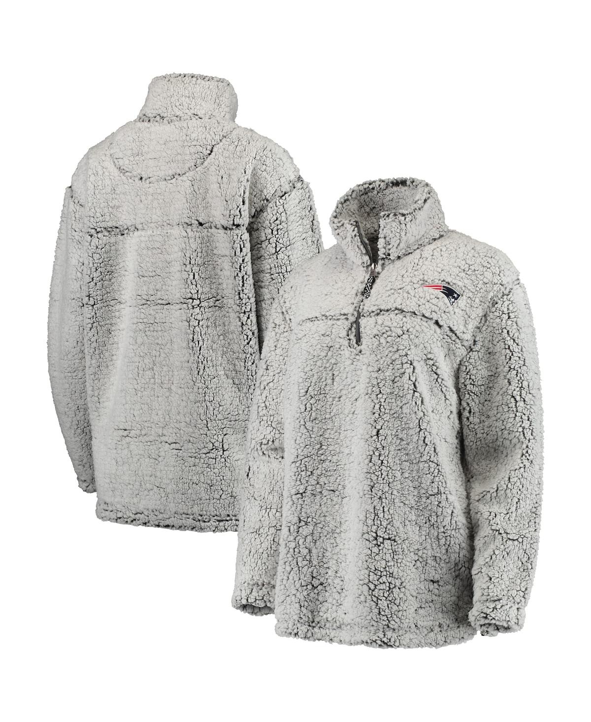 Women'sNew England Patriots Sherpa Quarter-Zip Pullover Jacket - Gray