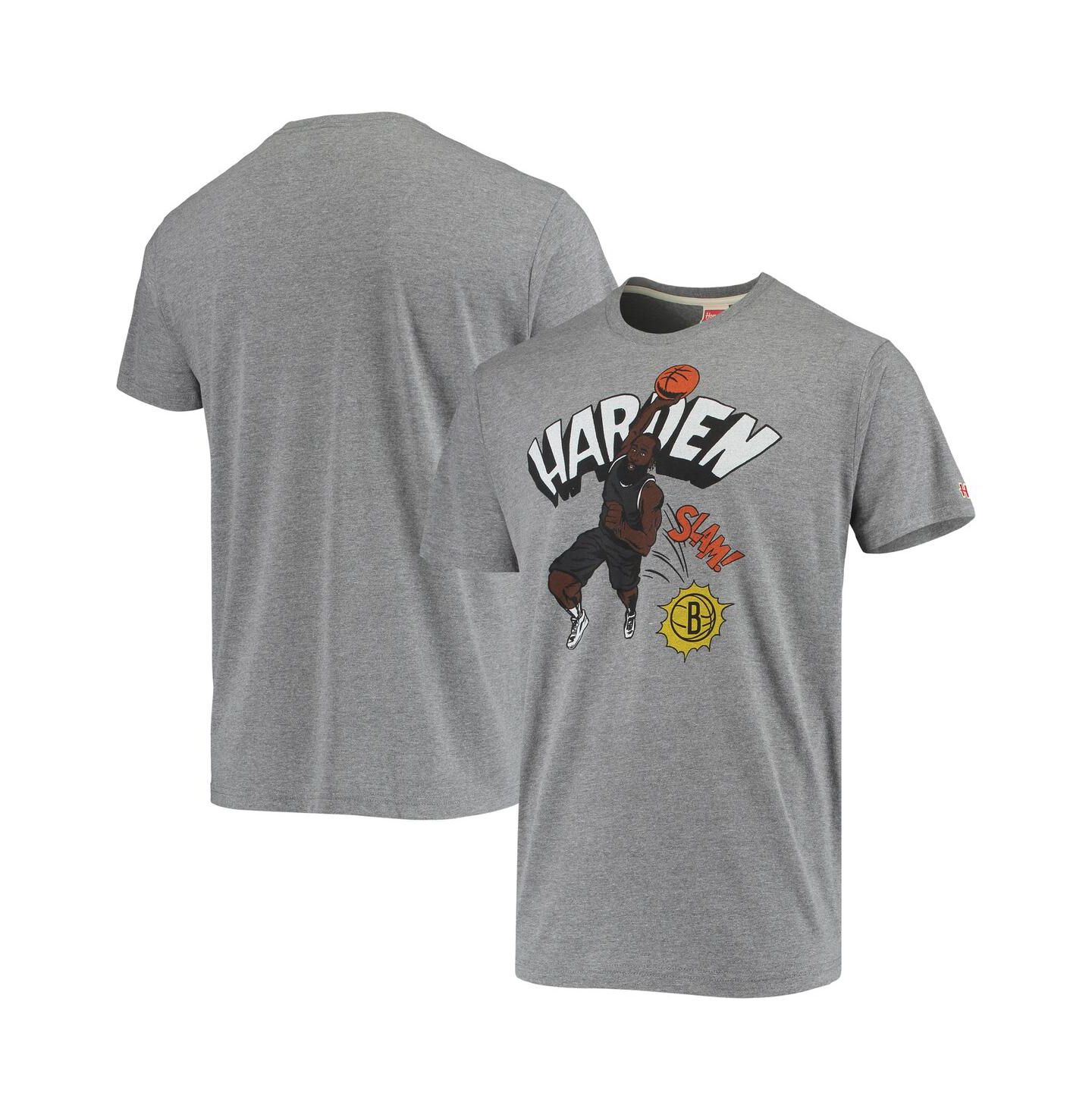 Мужская футболка Homage James Harden Heather Gray Brooklyn Nets Comic Book Player Tri-Blend — фото 4